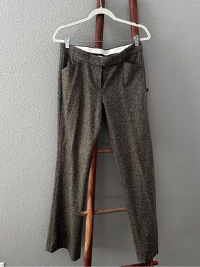 Theory Vintage Y2K Brown Wool Tweed Pants Size 10 Straight Leg Trousers Career⁠